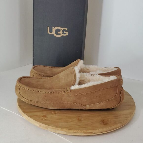 UGG Ascot Slipper Chestnut Suede Wool Comfort Loafer Men's US 10 New - Picture 5 of 13